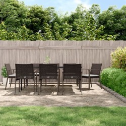 vidaXL Juego comedor jardín 9 piezas y cojines ratán sintético y acero