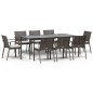 vidaXL Juego comedor jardín 9 piezas y cojines ratán sintético y acero vidaXL Juego comedor jardín 9 piezas y cojines ratán sintético y acero