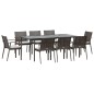 vidaXL Juego comedor jardín 9 piezas y cojines ratán sintético y acero vidaXL Juego comedor jardín 9 piezas y cojines ratán sintético y acero