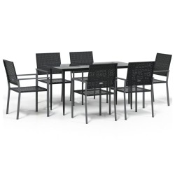 vidaXL Juego de comedor para jardín 7 piezas ratán sintético y acero