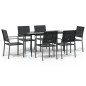 vidaXL Juego de comedor para jardín 7 piezas ratán sintético y acero vidaXL Juego de comedor para jardín 7 piezas ratán sintético y acero