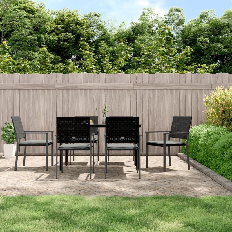 vidaXL Juego comedor jardín 7 piezas y cojines ratán sintético y acero vidaXL Juego comedor jardín 7 piezas y cojines ratán sintético y acero