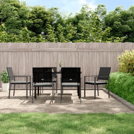 vidaXL Juego comedor jardín 7 piezas y cojines ratán sintético y acero
