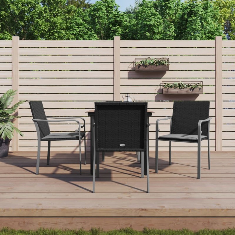 vidaXL Juego comedor jardín 5 piezas y cojines ratán sintético y acero vidaXL Juego comedor jardín 5 piezas y cojines ratán sintético y acero