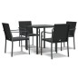 vidaXL Juego comedor jardín 5 piezas y cojines ratán sintético y acero vidaXL Juego comedor jardín 5 piezas y cojines ratán sintético y acero