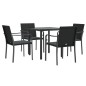 vidaXL Juego comedor jardín 5 piezas y cojines ratán sintético y acero vidaXL Juego comedor jardín 5 piezas y cojines ratán sintético y acero