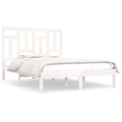vidaXL Estructura de cama de madera maciza de pino blanco 160x200 cm