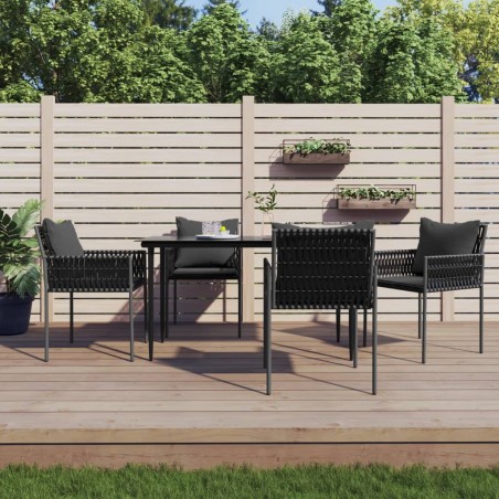 vidaXL Juego comedor jardín 5 piezas y cojines ratán sintético y acero