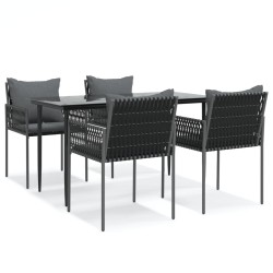 vidaXL Juego comedor jardín 5 piezas y cojines ratán sintético y acero