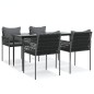 vidaXL Juego comedor jardín 5 piezas y cojines ratán sintético y acero vidaXL Juego comedor jardín 5 piezas y cojines ratán sintético y acero