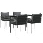 vidaXL Juego comedor jardín 5 piezas y cojines ratán sintético y acero vidaXL Juego comedor jardín 5 piezas y cojines ratán sintético y acero