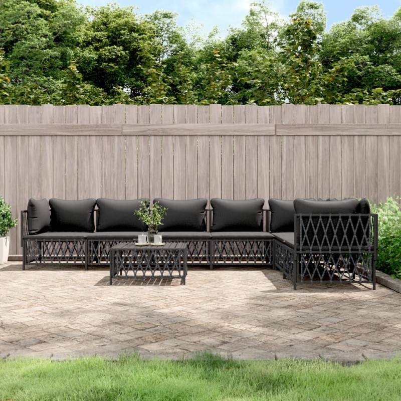 vidaXL Juego muebles de jardín 8 pzas con cojines acero gris antracita