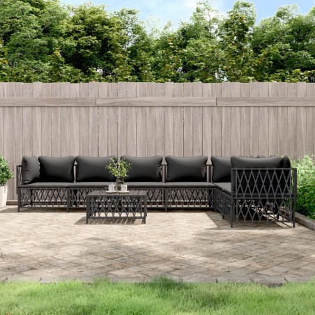 vidaXL Juego muebles de jardín 8 pzas con cojines acero gris antracita