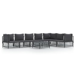 vidaXL Juego muebles de jardín 8 pzas con cojines acero gris antracita