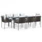 vidaXL Juego comedor jardín 9 piezas y cojines ratán sintético y acero vidaXL Juego comedor jardín 9 piezas y cojines ratán sintético y acero