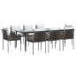 vidaXL Juego comedor jardín 9 piezas y cojines ratán sintético y acero vidaXL Juego comedor jardín 9 piezas y cojines ratán sintético y acero