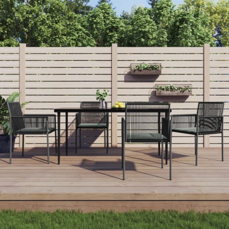 vidaXL Set comedor jardín 5 pzas y cojines acero ratán sintético negro