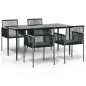 vidaXL Set comedor jardín 5 pzas y cojines acero ratán sintético negro