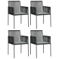 vidaXL Set comedor jardín 5 pzas y cojines acero ratán sintético negro