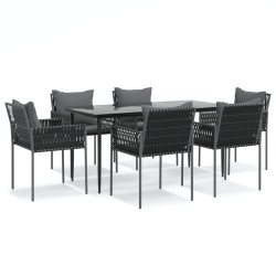 vidaXL Juego comedor jardín 7 piezas y cojines ratán sintético y acero