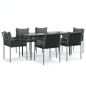 vidaXL Juego comedor jardín 7 piezas y cojines ratán sintético y acero vidaXL Juego comedor jardín 7 piezas y cojines ratán sintético y acero