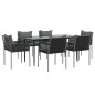vidaXL Juego comedor jardín 7 piezas y cojines ratán sintético y acero vidaXL Juego comedor jardín 7 piezas y cojines ratán sintético y acero