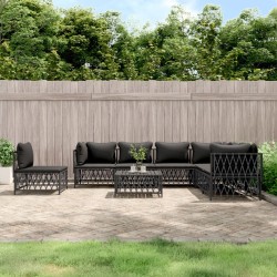 vidaXL Juego de muebles de jardín 8 pzas con cojines acero antracita