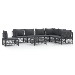 vidaXL Juego de muebles de jardín 8 pzas con cojines acero antracita