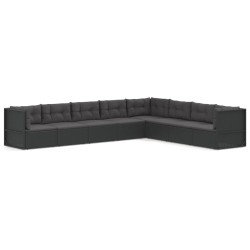 vidaXL Set de muebles de jardín 8 pzas y cojines ratán sintético negro