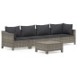 vidaXL Set de muebles de jardín 5 pzas y cojines ratán sintético gris