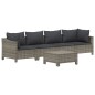 vidaXL Set de muebles de jardín 5 pzas y cojines ratán sintético gris