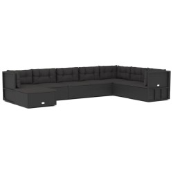 vidaXL Set de muebles de jardín 8 pzas y cojines ratán sintético negro