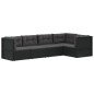 vidaXL Set de muebles de jardín 5 pzas y cojines ratán sintético negro vidaXL Set de muebles de jardín 5 pzas y cojines ratán sintético negro