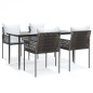 vidaXL Juego comedor jardín 5 piezas y cojines ratán sintético y acero vidaXL Juego comedor jardín 5 piezas y cojines ratán sintético y acero