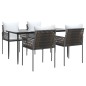vidaXL Juego comedor jardín 5 piezas y cojines ratán sintético y acero vidaXL Juego comedor jardín 5 piezas y cojines ratán sintético y acero