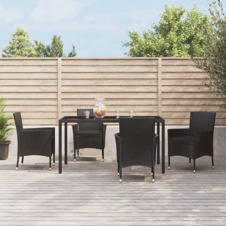 vidaXL Set de muebles jardín 5 pzas con cojines ratán sintético negro