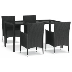 vidaXL Set de muebles jardín 5 pzas con cojines ratán sintético negro