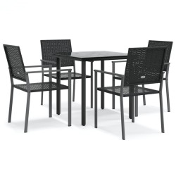 vidaXL Juego de comedor para jardín 5 piezas ratán sintético y acero