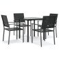 vidaXL Juego de comedor para jardín 5 piezas ratán sintético y acero vidaXL Juego de comedor para jardín 5 piezas ratán sintético y acero