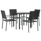vidaXL Juego de comedor para jardín 5 piezas ratán sintético y acero vidaXL Juego de comedor para jardín 5 piezas ratán sintético y acero