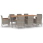 vidaXL Set comedor jardín 9 pzas y cojines ratán sintético gris