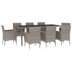vidaXL Set comedor jardín 9 pzas y cojines ratán sintético gris