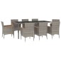 vidaXL Set comedor jardín 9 pzas y cojines ratán sintético gris vidaXL Set comedor jardín 9 pzas y cojines ratán sintético gris