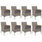 vidaXL Set comedor jardín 9 pzas y cojines ratán sintético gris vidaXL Set comedor jardín 9 pzas y cojines ratán sintético gris