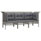 vidaXL Set de muebles de jardín 3 pzas y cojines ratán sintético gris