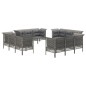 vidaXL Set de muebles de jardín 12 pzas cojines ratán sintético gris vidaXL Set de muebles de jardín 12 pzas cojines ratán sintético gris