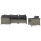 vidaXL Set de muebles de jardín 5 pzas y cojines ratán sintético gris