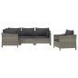 vidaXL Set de muebles de jardín 5 pzas y cojines ratán sintético gris