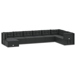 vidaXL Set de muebles de jardín 9 pzas y cojines ratán sintético negro