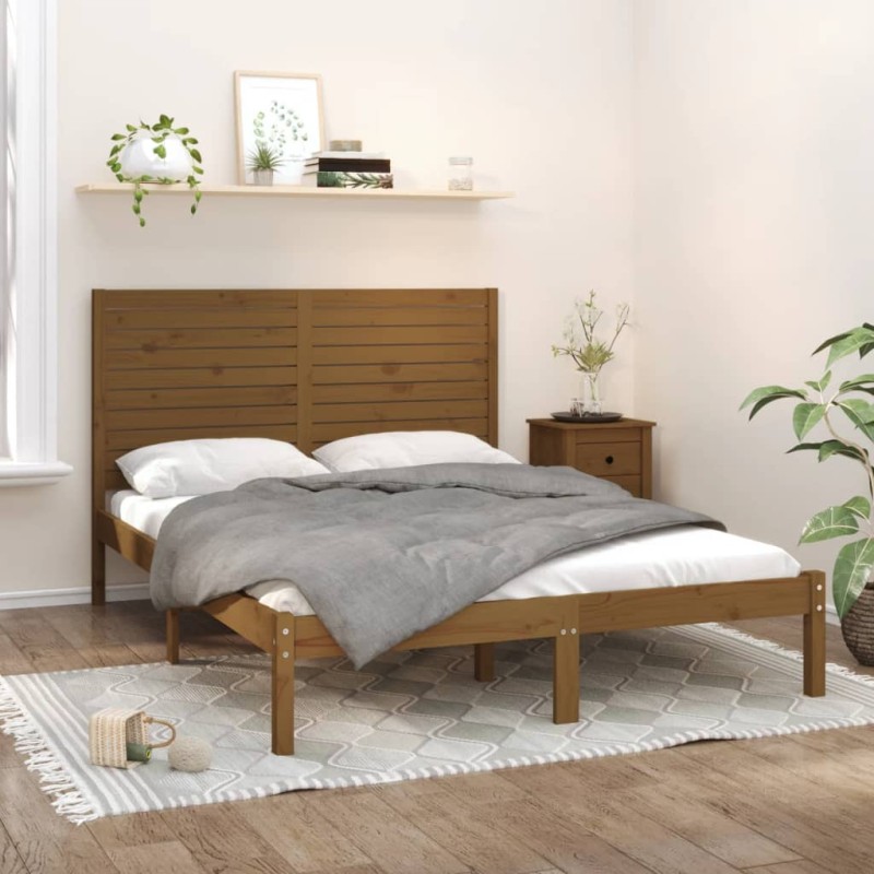 vidaXL Estructura de cama madera maciza de pino marrón miel 120x200 cm vidaXL Estructura de cama madera maciza de pino marrón miel 120x200 cm
